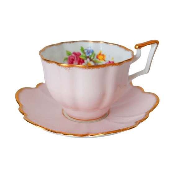 Vintage Salisbury Pink Floral Tea Cup and Saucer Teacup Tea Party Cottage Core - Picture 2 of 6